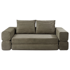 Vetrois Corduroy Fabric Fold Out Sofa Bed, 2 Seater / Queen, Khaki Green