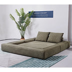 Vetrois Corduroy Fabric Fold Out Sofa Bed, 2 Seater / Queen, Khaki Green