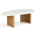 Sterling Ivory Cloud Marble Coffee Table - Large Oak