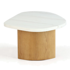 Sterling Ivory Cloud Marble Coffee Table - Large Oak