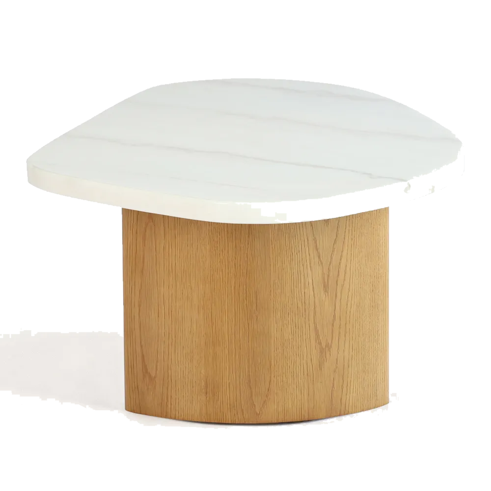 Solstice Ivory Cloud Marble Coffee Table - Large Oak