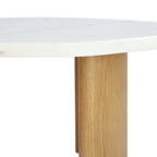 Sterling Ivory Cloud Marble Coffee Table - Large Oak