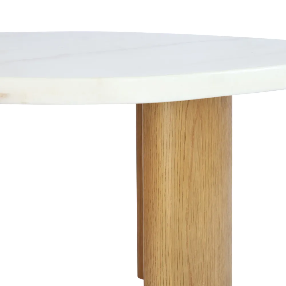 Sterling Ivory Cloud Marble Coffee Table - Large Oak
