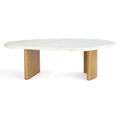 Sterling Ivory Cloud Marble Coffee Table - Large Oak
