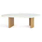 Sterling Ivory Cloud Marble Coffee Table - Large Oak