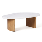 Sterling Ivory Cloud Marble Coffee Table - Small Oak
