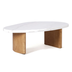Solstice Ivory Cloud Marble Coffee Table - Small Oak