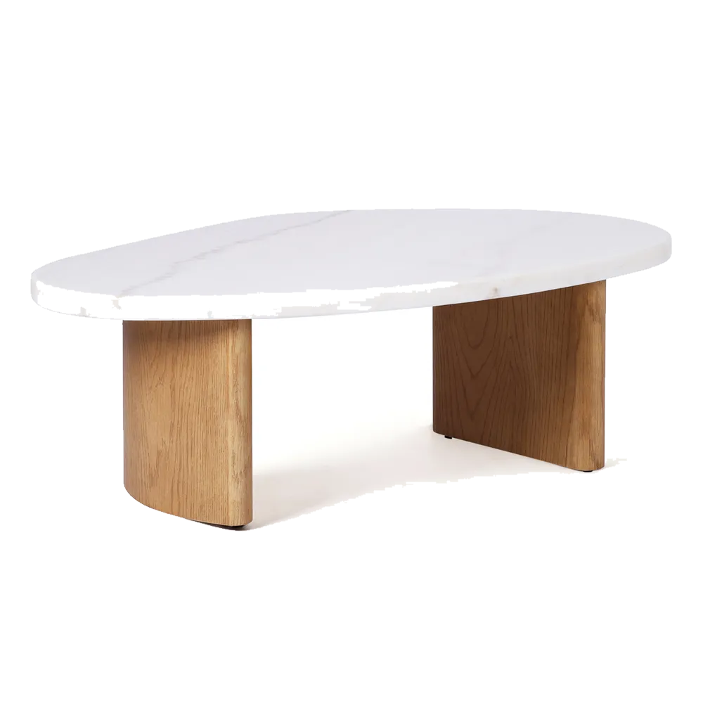 Solstice Ivory Cloud Marble Coffee Table - Small Oak