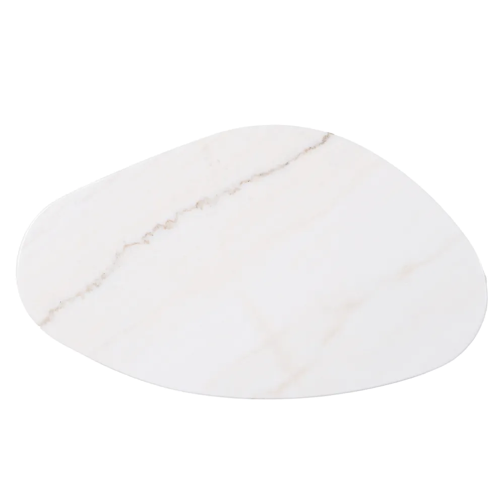 Sterling Ivory Cloud Marble Coffee Table - Small Oak