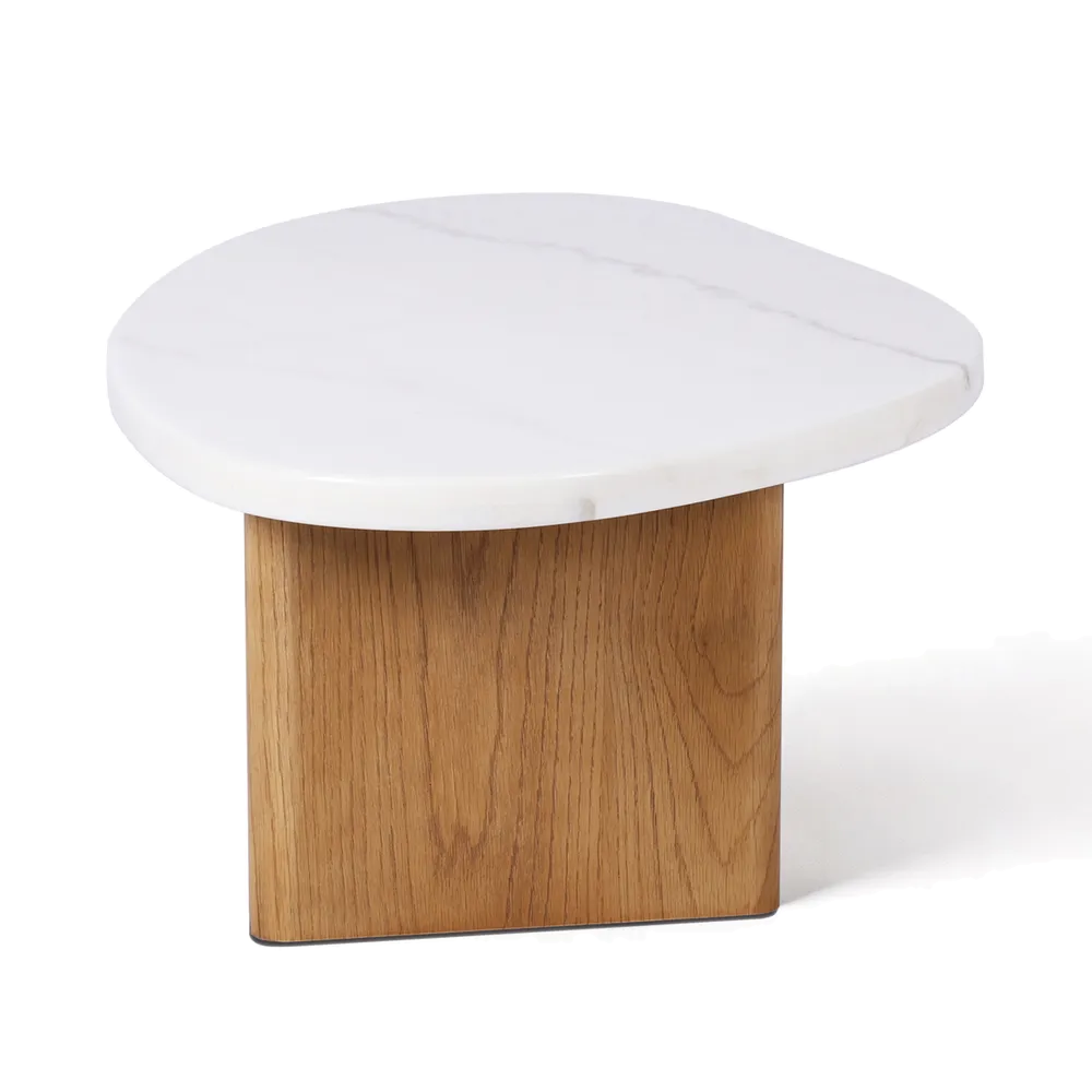 Sterling Ivory Cloud Marble Coffee Table - Small Oak