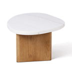 Sterling Ivory Cloud Marble Coffee Table - Small Oak