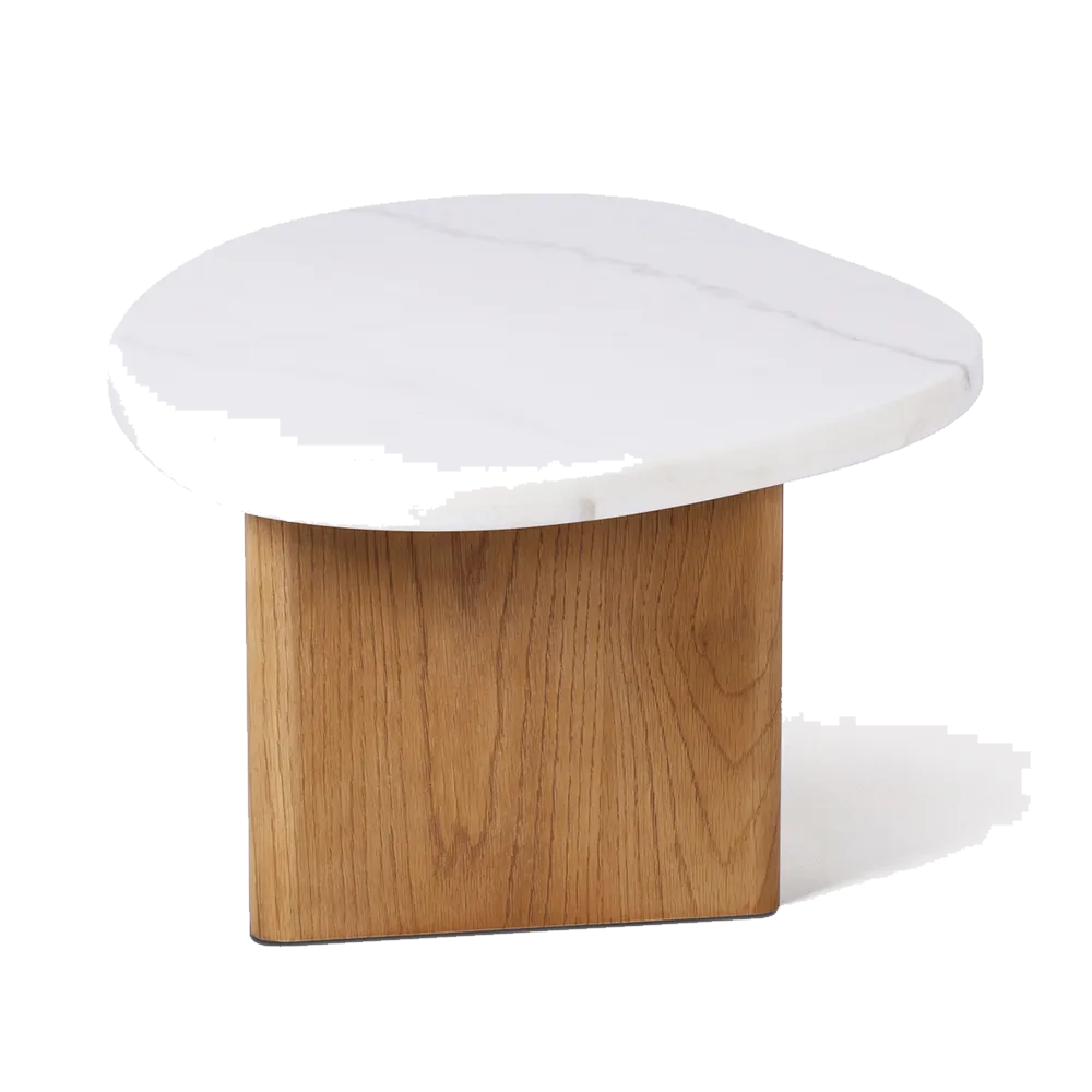 Solstice Ivory Cloud Marble Coffee Table - Small Oak