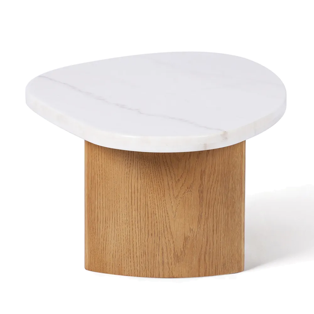 Sterling Ivory Cloud Marble Coffee Table - Small Oak