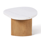 Sterling Ivory Cloud Marble Coffee Table - Small Oak