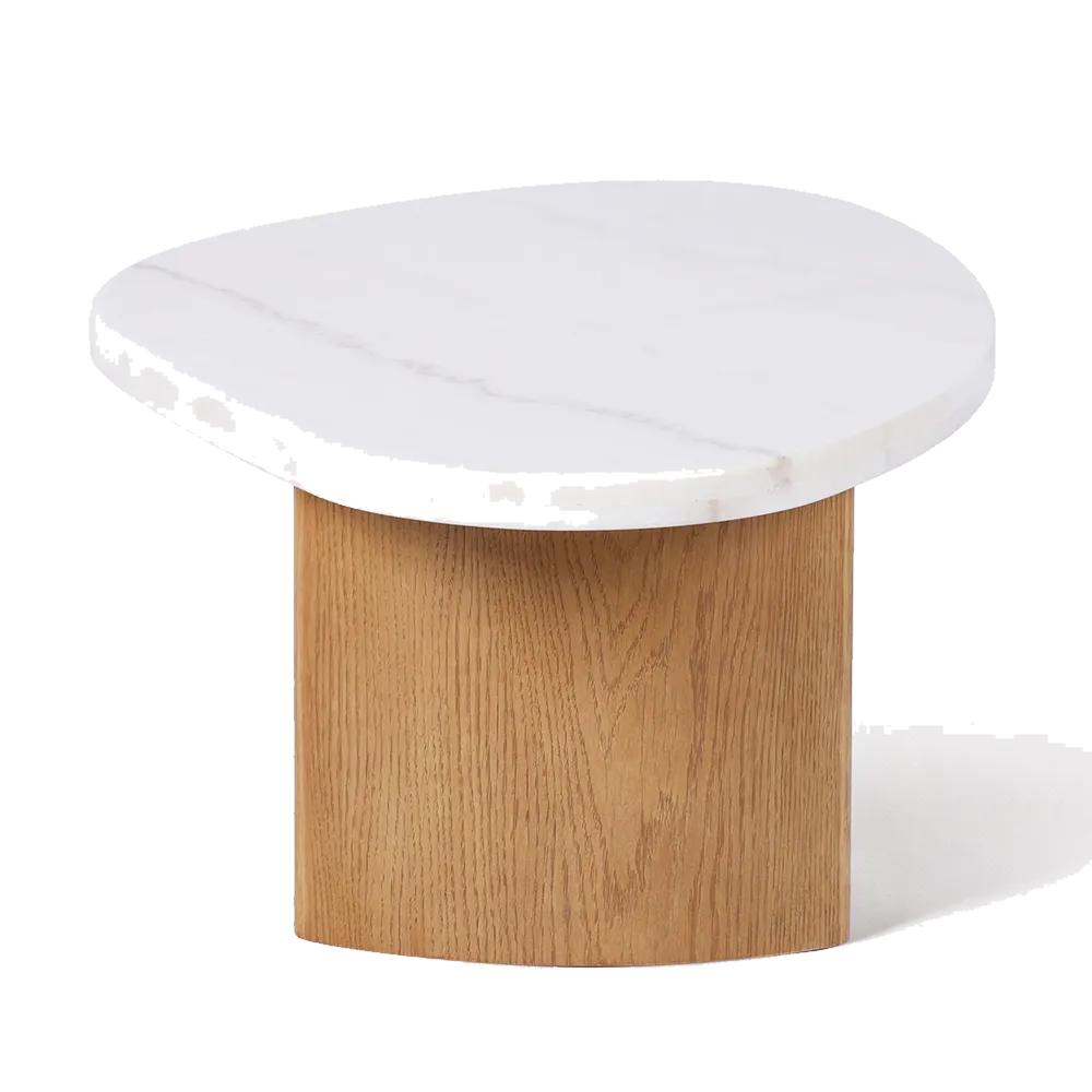 Solstice Ivory Cloud Marble Coffee Table - Small Oak