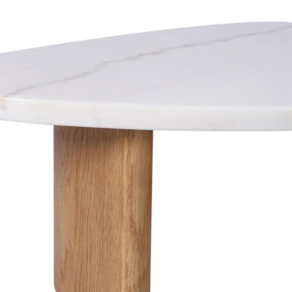 Sterling Ivory Cloud Marble Coffee Table - Small Oak