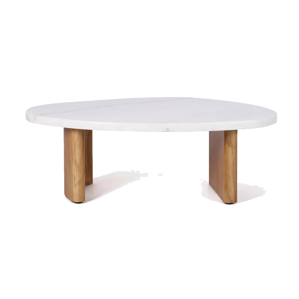 Solstice Ivory Cloud Marble Coffee Table - Small Oak