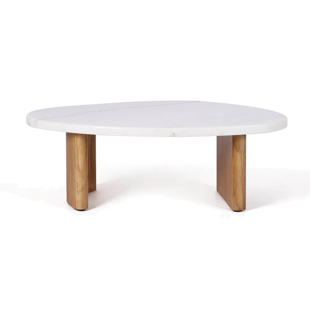 Sterling Ivory Cloud Marble Coffee Table - Small Oak
