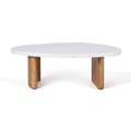 Sterling Ivory Cloud Marble Coffee Table - Small Oak