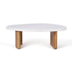 Sterling Ivory Cloud Marble Coffee Table - Small Oak
