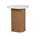 Solstice Ivory Cloud Marble Side Table - Oak