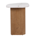 Solstice Ivory Cloud Marble Side Table - Oak