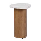 Solstice Ivory Cloud Marble Side Table - Oak