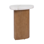 Solstice Ivory Cloud Marble Side Table - Oak