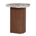 Solstice River Brown Marble Side Table - Walnut