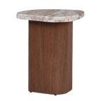 Solstice River Brown Marble Side Table - Walnut