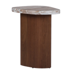 Solstice River Brown Marble Side Table - Walnut