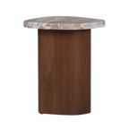 Solstice River Brown Marble Side Table - Walnut