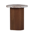 Solstice River Brown Marble Side Table - Walnut