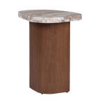 Solstice River Brown Marble Side Table - Walnut
