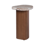 Solstice River Brown Marble Side Table - Walnut