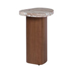Solstice River Brown Marble Side Table - Walnut