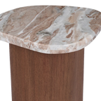 Solstice River Brown Marble Side Table - Walnut
