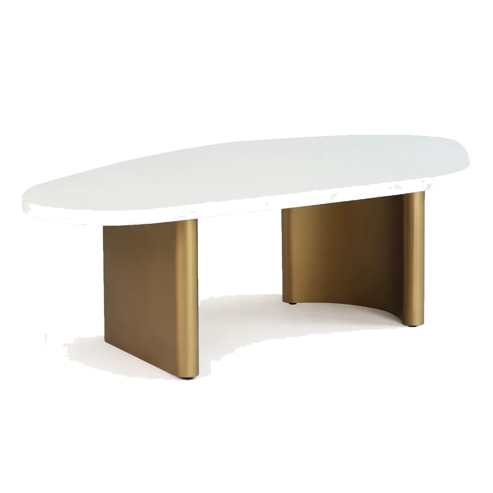 Solstice White Marble Coffee Table - Large Antique Gold