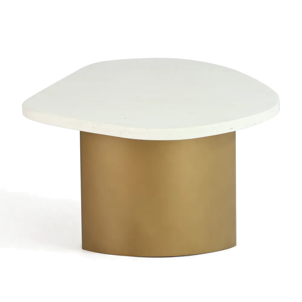 Sterling White Marble Coffee Table - Large Antique Gold