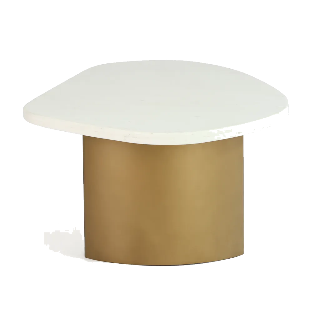 Solstice White Marble Coffee Table - Large Antique Gold