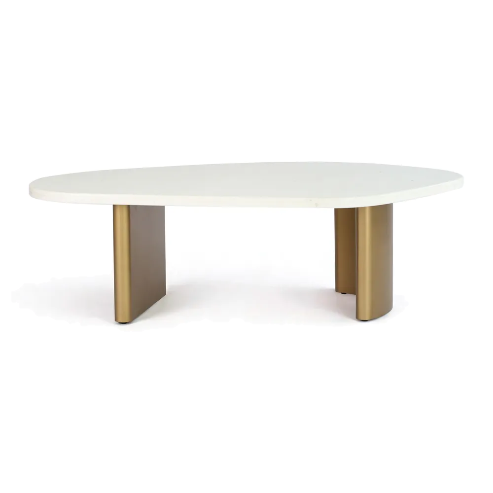 Sterling White Marble Coffee Table - Large Antique Gold