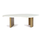Solstice White Marble Coffee Table - Large Antique Gold