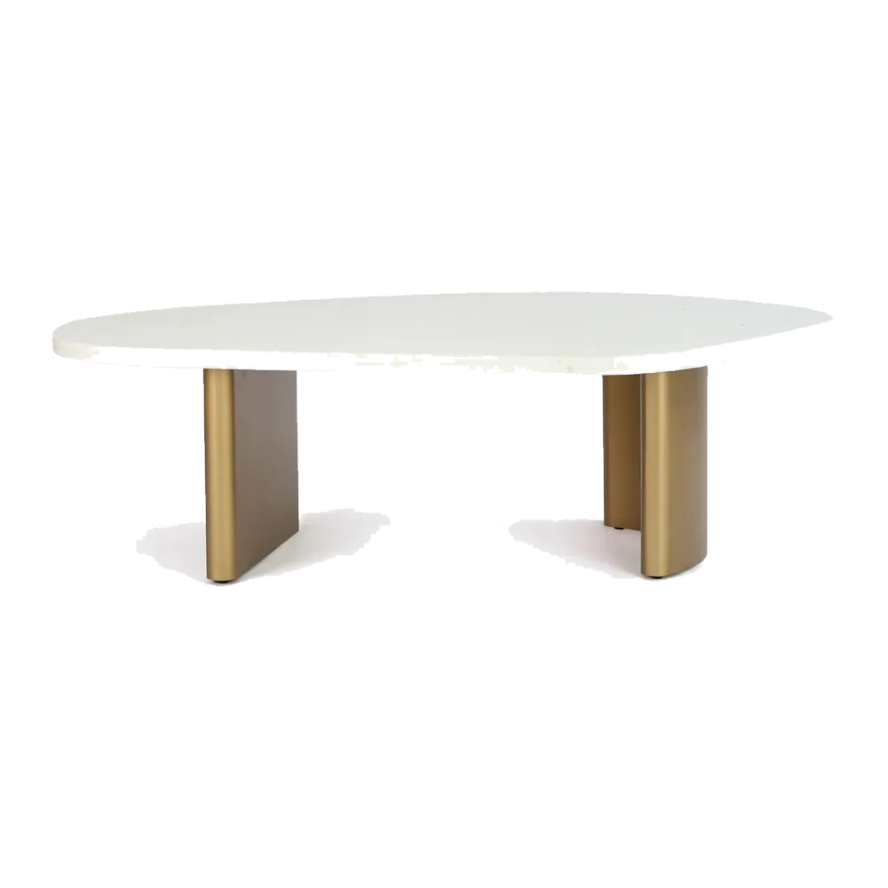 Solstice White Marble Coffee Table - Large Antique Gold