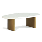 Solstice White Marble Coffee Table - Small Antique Gold