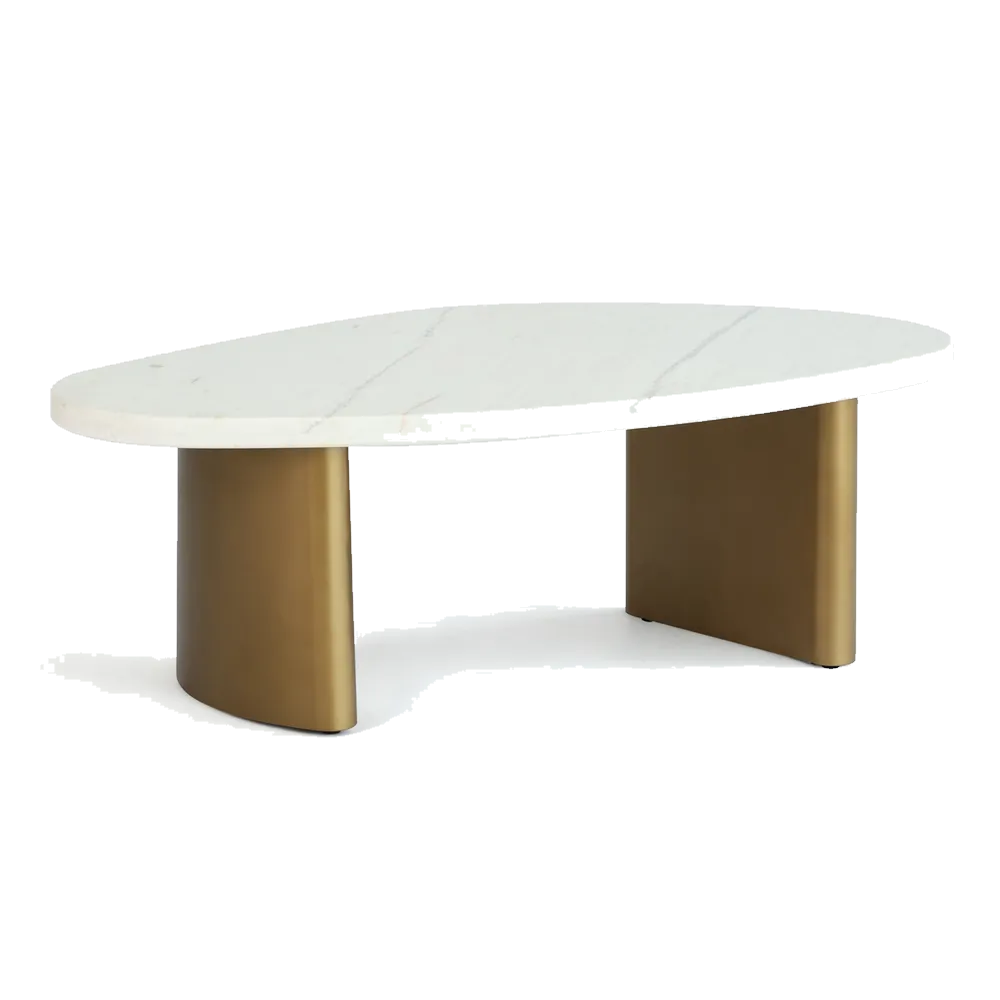 Solstice White Marble Coffee Table - Small Antique Gold