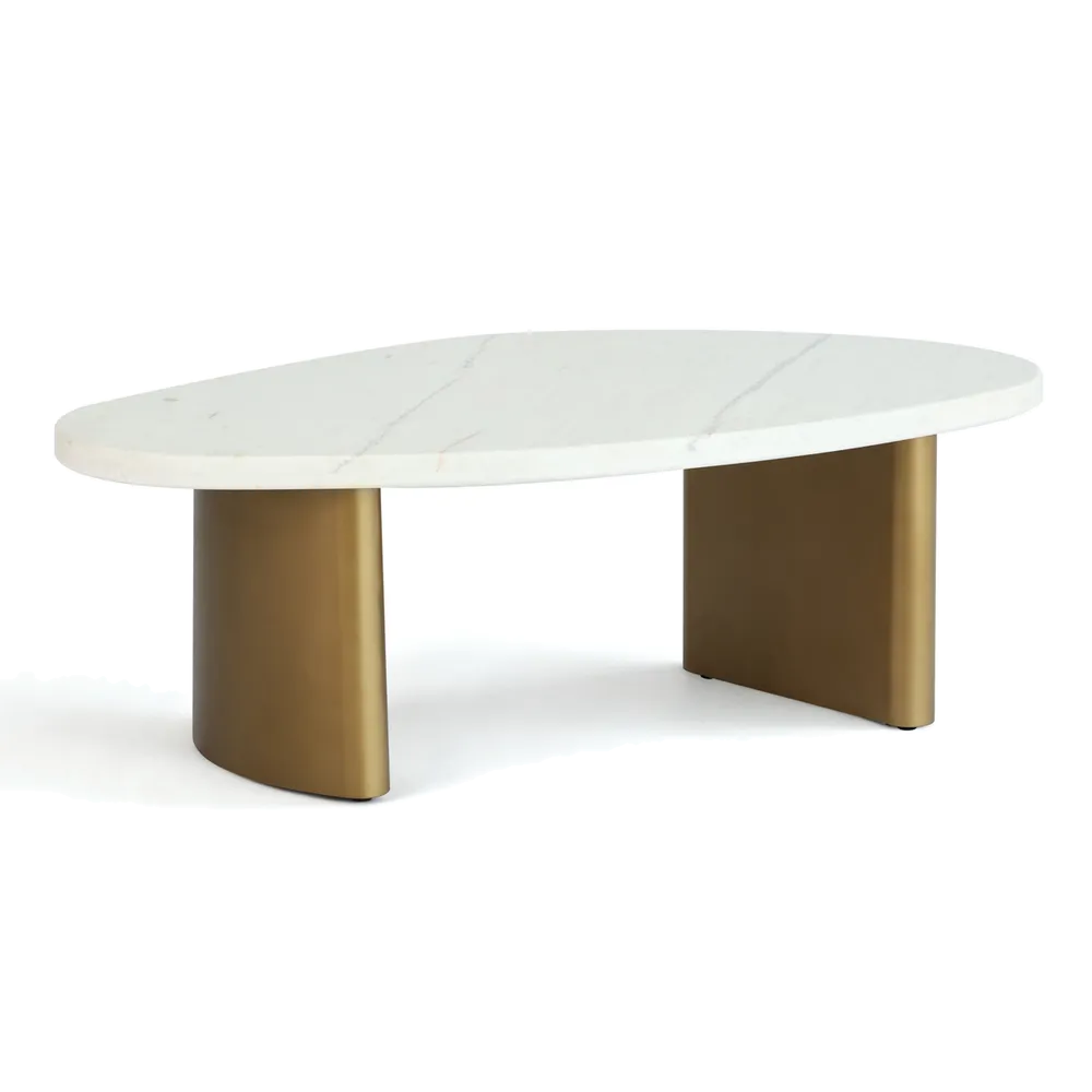 Sterling White Marble Coffee Table - Small Antique Gold