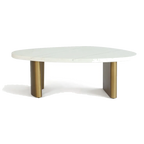 Solstice White Marble Coffee Table - Small Antique Gold