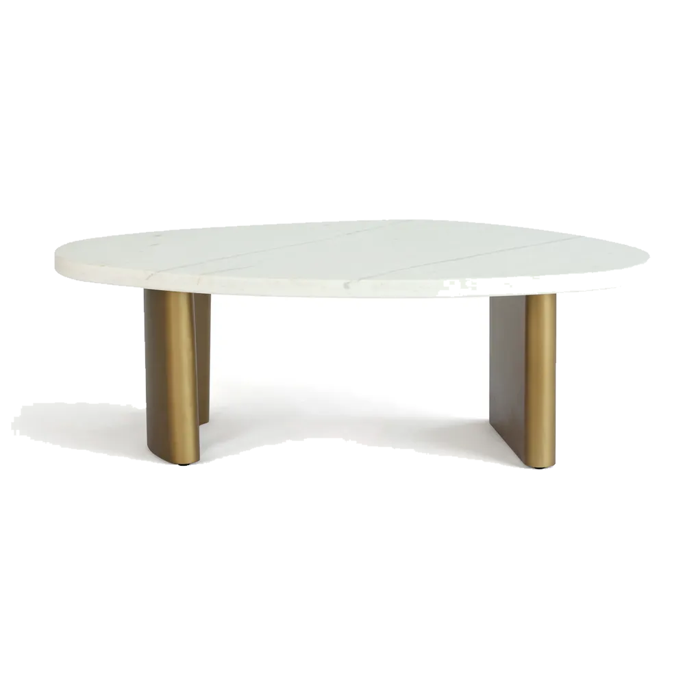 Solstice White Marble Coffee Table - Small Antique Gold