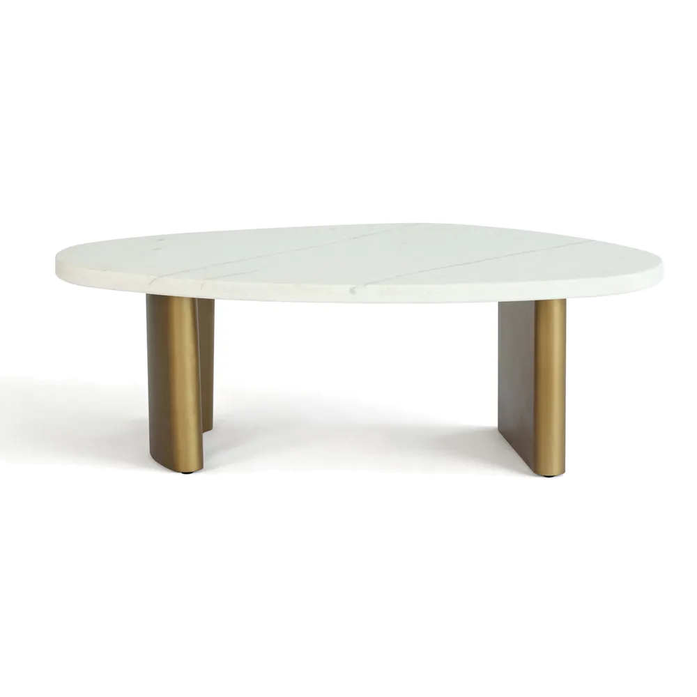 Sterling White Marble Coffee Table - Small Antique Gold