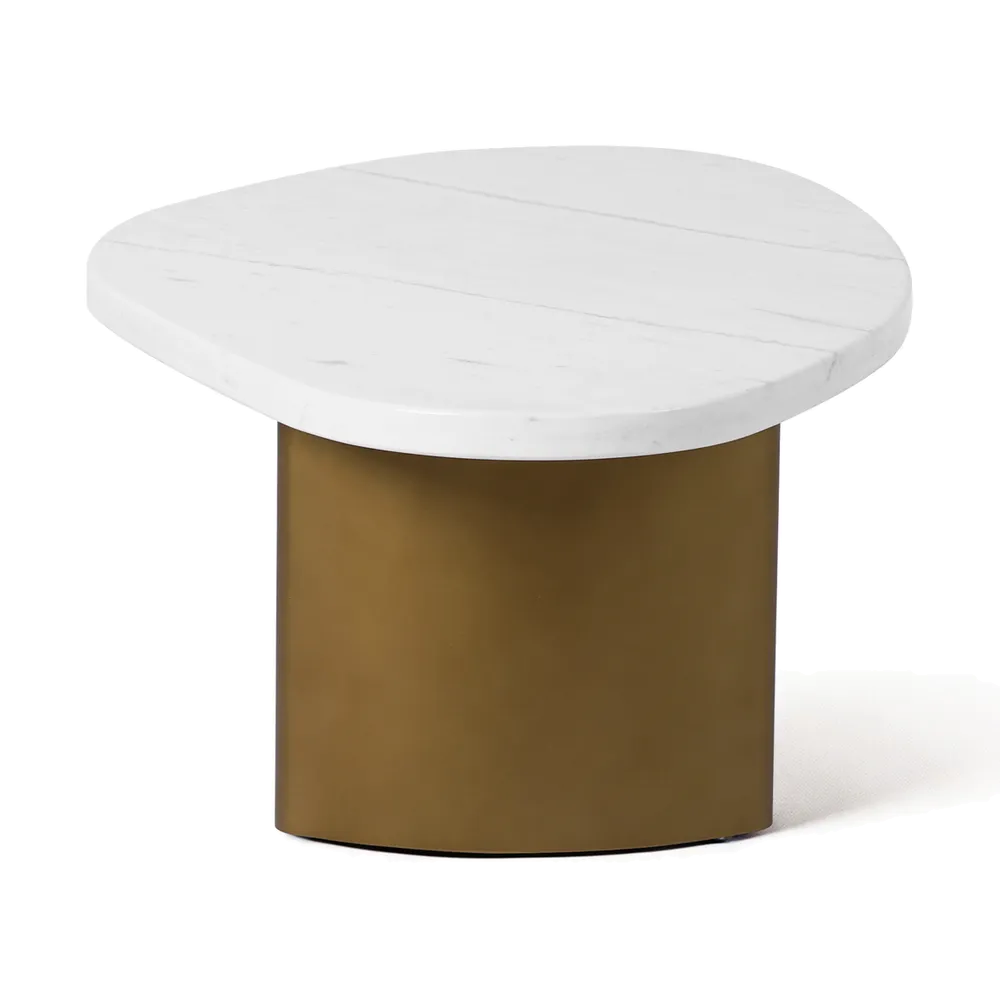 Sterling White Marble Coffee Table - Small Antique Gold